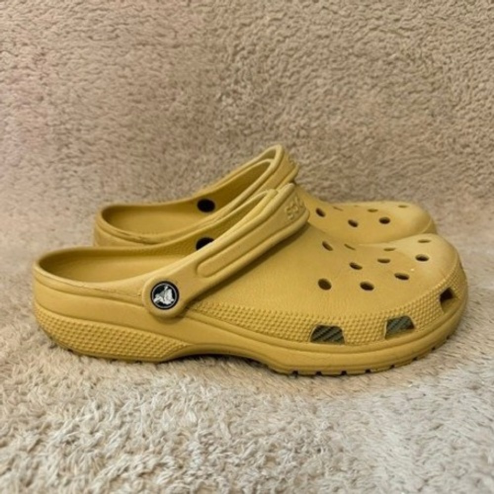 Crocs Classic Clogs Mustard Yellow Mens 9 Womens 11 Slip On Comfort Shoes